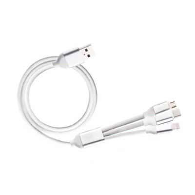 Kabel USB 3w1 gruby gumowany biały